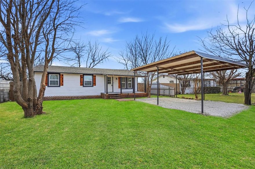 This 4 bedroom, 2 bath home boasts 2 living spaces and covered parking for 2!  Renovations in 2022 include new roof, windows, siding, HVAC, water heater, and full cosmetic updates throughout.  It offers a flexible and bright floor plan with plenty of natural light.  The kitchen boasts granite counter tops, stainless steel appliances, and plenty of storage.  Both bathrooms feature modern marbled tile and light fixtures with granite topped vanities and a linen closet in the guest bath.  The back yard is fenced for privacy with plenty of room for kids and pets to play!  Located 1 mile from the growing and vibrant Mineral Wells Square with plenty of dining and shopping options and just a few blocks from the Baker Hotel.  Whether you’re looking for a home of your own or a turn key rental-this property offers endless options!