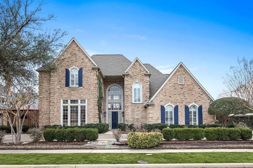 This gorgeous home boasts handsome hardwoods, soaring ceilings, and floor-to-ceiling windows allowing abundant natural light and stunning views of the #8 fairway at Gleneagles Golf Course and winding creek! Wow guests with the spectacular wall of windows in the formal living room that looks to the golf course, a stately fireplace, and generous space to host special gatherings. The elegant study is accented by hardwood walls and built-ins. The kitchen provides granite counters, an island, a breakfast bar, and stainless Viking appliances, including a 6-burner gas cooktop and double ovens. The inviting family room looks to the sparkling pool and features built-ins and a cozy fireplace. The enormous primary suite offers generous built-ins, walls of windows, and space for a sitting area or exercise room. The updated primary bath features dual vanities, a separate shower, and a garden tub. There also is a hidden cedar closet within the primary walk-in closet for extra storage. The game room is perfect for hosting parties and provides a convenient wet bar and beverage refrigerator, as well as built-ins. Secondary bedrooms are all spacious and offer plenty of privacy and comfort for families or guests. The wood-floored attic is a bonus space perfect as an additional bedroom or home office. The backyard oasis is a true star, featuring a shimmering pool and spa with water features, panoramic golf course and creek views, covered and open patios, and a play yard. Located within minutes of high-end restaurants and retail in Plano ISD!