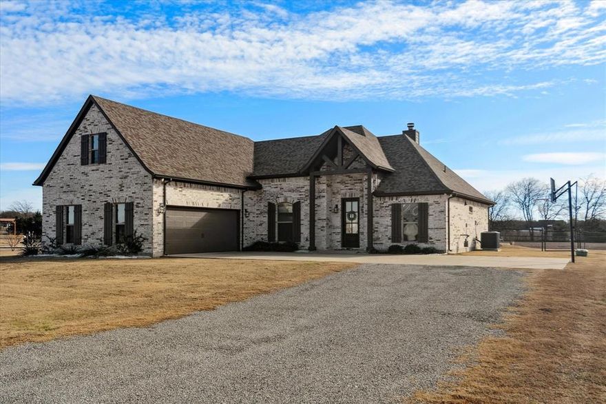 What else could you be looking for  Beautiful home in the country on acre and half, great pool, fiber internet and no HOA.  This incredibly maintained home has open floor plan, high ceilings gorgeous floors with carpet only in bedrooms.  Large stunning kitchen with island, stainless farm sink and gas range.  Living has impressive fireplace with raised hearth. Master is a great size and bath has separate shower and separate vanities with spacious walk in closet.  Two more bedrooms down share a full bath and both have walk in closets.  The 4th bedroom is upstairs with its own full bath for that your favorite child.  If 4th bedroom is not needed it would make an outstanding game room.  This bedroom is only room upstairs everything else is downstairs.  Covered patio is 17x13.  Pool is perfect size for family fun in the hot days of summer.  This is a wonderful community with neighbors you will want to know and call your friend.