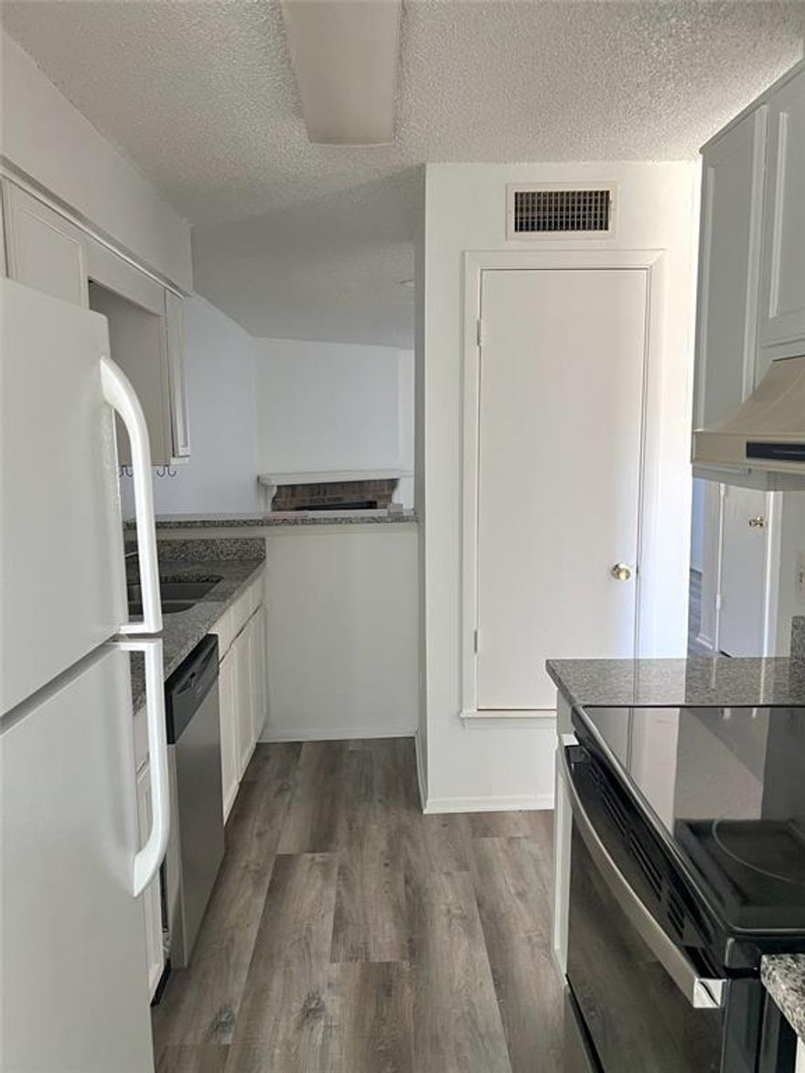 Fully renovated convenient location with School & Food Mart in walking distance. 2 story town home with beautiful 2 bedrooms and 1.5 bathrooms. 100% new vinyl floor & new paint, Both bedrooms upstairs with full bath, A granite nice kitchen with new stove, refrigerator, dishwasher & microwave in downstair. Spacious living areas with a nice fire place & half bathroom in downstairs. Each unit has covered parking for 2 cars, a yard space with patio and a self storage closet in carport, privet cozy backyard with a yard space patio. Located just minutes from Lockheed Martin, Clearfork, downtown Fort Worth, major hospitals, and the Historic Stockyards.