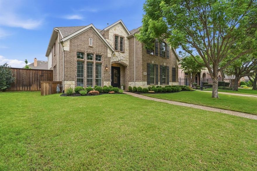 Located in The Enclave at Hidden Lakes, this extraordinary residence boasts a FULLY remodeled interior with modern upgrades and exquisite craftsmanship. This reimagined home seamlessly blends sophisticated design with a signature indoor-outdoor lifestyle. The functional floor plan features an executive study with French doors, an elegant dining room, a fully remodeled kitchen with breakfast nook, oversized family room with soaring windows and an impressive fireplace, four gracious bedrooms, three-and-a-half bathrooms, a game and media room, utility area and an attached three-car garage with a wrought iron automatic gate. The heart of the home is the stunning kitchen boasting top-of-the-line stainless steel appliances including a commercial refrigerator, six-burner gas cook-top with pot filler, quartzite counters, marble backsplash, custom cabinetry, a ten-foot center island, double ovens, icemaker, wine fridge and Butler's pantry. This space flows effortlessly into the oversized family room, where expansive windows blur the lines between indoor-outdoor entertaining. The primary suite serves as a true retreat with a sitting area before windows and a luxurious bathroom with a walk-in closet and custom built-ins. A sweeping staircase leads to the 2nd level with an open game room, secluded media room with wet bar, three secondary bedrooms, and two remodeled baths. A covered patio, lush landscape and a covered pavilion with bar-grill, enhance the home's ambiance, while the resort-style saltwater pool with attached spa creates the ultimate outdoor oasis. This residence underwent an extensive FULL-HOME renovation, elevating every detail with designer lighting, custom finishes, and luxurious bathrooms. Key upgrades include a custom iron front door, fresh interior-exterior paint, wood-inspired tile flooring, modern fixtures, new carpet, replaced windows, a whole home generator, upgraded garage door-openers, replaced water heaters, updated eight-foot fence and so much more.