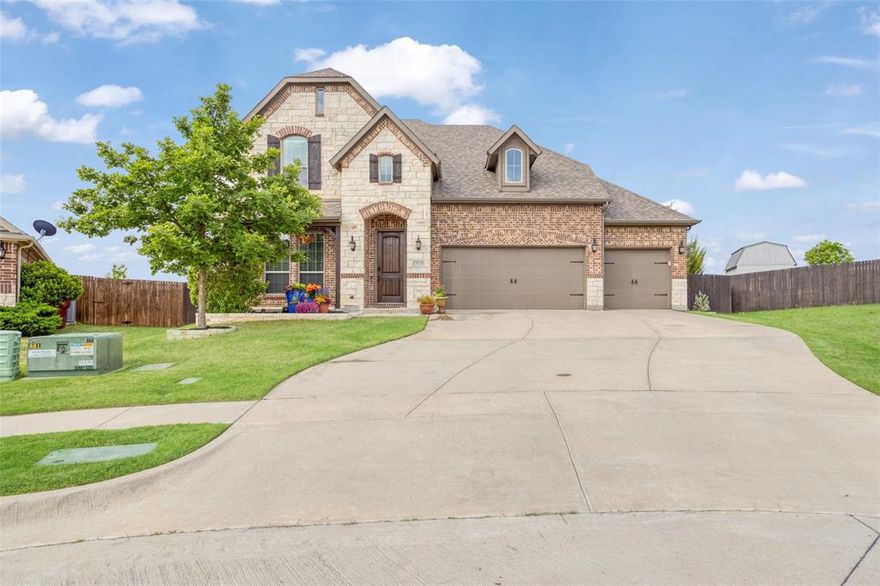 This beautifully updated home sits on a third of an acre in the popular Georgetown Estates neighborhood in Van Alstyne. It features four bedrooms, three and a half bathrooms, a spacious game room, a media room, an office, and two dining areas. The kitchen and primary bathroom have both been recently renovated. Throughout the living areas, office, dining room, and kitchen, you'll find real hand-scraped hardwood floors. The interior has been freshly painted and is move-in ready. The family room has expansive ceilings with beautiful wood beams. The stone fireplace is the heart of the home.  The large kitchen is open to the family room. There are tons of cabinets and lots of counter space. The kitchen offers double ovens. The primary ensuite features a large bedroom with decorative wooden ceiling beams. The bathroom has a huge walk-in shower, along with a soaking tub, 2 separate vanities, and 2 walk-in closets. This floor plan offers generous storage space and a 3-car garage. Step out back and enjoy the outdoor living space and the in-ground pool, built by Allison Pools. The homeowners have updated the grounds with professional landscaping and privacy trees in the side yards. The huge backyard offers a great space to live and play. Peggys Cove is a quiet cul-de-sac with only eight homes. Georgetown Estates is conveniently located near US 75. Nearby parks, ball fields, and other amenities make this a fun place to live. Partin Elementary is within walking distance. Van Alstyne is a growing, welcoming small town. Downtown, you'll find great dining, shopping, a weekly farmer's market, a splash pad, and lots of outdoor concerts and festivals. The A-rated Van Alstyne school district is the highest-ranked district in Grayson County. This house is ready just in time for Summer.