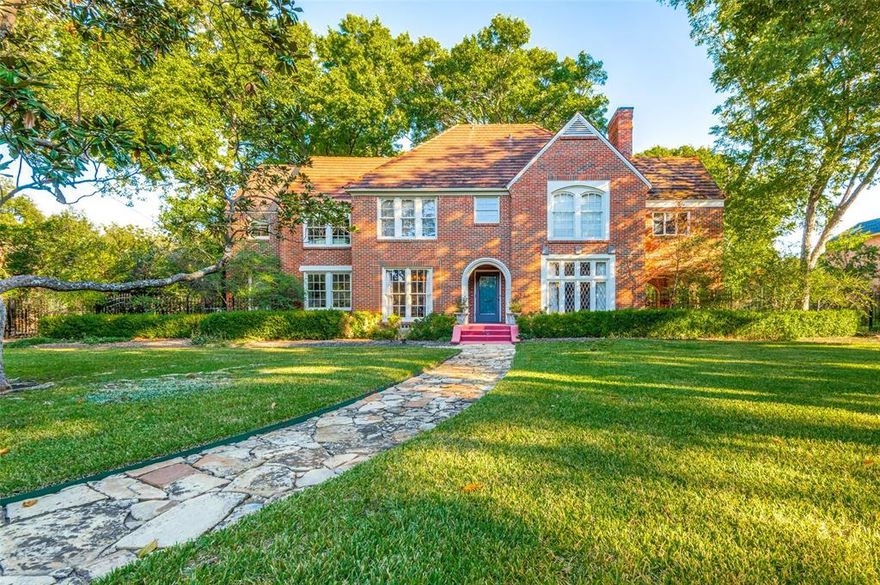 So recognizable as a home that makes your heart beat faster every time you drive by, on a lot that is equally breathtaking. With unlimited expansion possibilities, the property consists of almost 5700 sf on .86 acre, with 5 BRs, 7.1 baths, formals, den, library, workout-game room, and an exceptional second, commercial-style catering kitchen. The front part of the house leans original and will need cosmetics for sure, though some may want to go deeper. The rear part of the home is recent construction and more turn-key in nature. Located on one of the premier blocks in the heart of Preston Hollow, the lot is 150 feet wide x 250 feet deep and will allow for just about anything you or your client can think of.