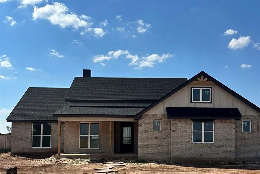 Welcome to this new home in the highly sought after Jim Ned ISD.  This thoughtfully designed 4 bedroom 2 bath home blends modern comfort with timeless style, perfect for families or any needing space and functionality.   Step into an open concept layout featuring a spacious living area, high ceilings, and abundant natural light.  The kitchen boasts quartz countertops, large island, walk in pantry, custom cabinetry and stainless steel appliances.  The primary suite offers a private retreat with oversize walk in closet and ensuite bath complete with 2 operate vanities, soaking tub and tiled walk in shower.  Three additional bedrooms provide plenty of space for kids, guests, or a home office.  Enjoy evenings on the covered back patio overlooking the large backyard and west Texas sunsets.  Conveniently located just minutes from Tuscola and within easy reach of Abilene, this new construction by Rafter S Homes won't last long.