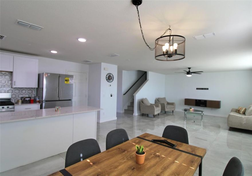 Fantastic short sale opportunity (lender approval required) with PAID-OFF solar panels providing major monthly electric savings. Seller reports an average electric bill of approximately $30–$50 per month (may vary by season; recent electric bill attached for reference). This modern 4-bed, 3-bath home features a bright open floorplan, ceramic tile flooring, and a stylish kitchen with an island and stainless-steel appliances.

The first floor offers one full bedroom and one full bathroom—ideal for guests or flexible living. Upstairs includes a loft, 3 additional bedrooms, and 2 full bathrooms, including a spacious primary suite with a large walk-in closet. Built in 2021 and located in highly rated Northwest ISD. A great value and priced to move!