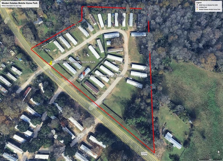 Rare Investment Opportunity-Mobile Home Park with Expansion Potential in East Texas
Presenting a unique opportunity to acquire a stabilized mobile home park situated on 6.07 acres in Nacogdoches, Texas. The community currently features 30 mobile homes with capacity for 10 additional units, offering immediate upside through expansion and increased cash flow.
Strategically located just minutes from downtown Nacogdoches and Stephen F. Austin State University, the property benefits from easy access to major highways and regional connectors. The park is positioned within driving distance of key metropolitan markets, making it an attractive location for tenants seeking affordable housing with strong commuter and student access.
In addition to its accessibility, the property is surrounded by outdoor and recreational amenities. Tenants enjoy proximity to Lake Nacogdoches and Lake Naconiche, both popular for fishing, boating, and swimming. Local trails & parks further enhance the community’s quality of life.
With East Texas experiencing steady population growth and rising demand for affordable housing, this property presents investors with both stable in-place income and significant long-term value creation through unit expansion and rent growth.