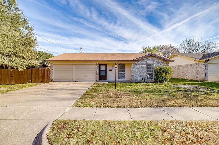 Perfect location in a great neighborhood, close to the Brick and everything Burleson has to offer.  This is a very clean 3 bedroom, 1 and one half bath home with a garage conversion making it two living areas, a game room or endless possibilities.  All appliances remain with the home, including refrigerator, washer and dryer.  Separate utility room.  Very large backyard with an approximately 10 X 12 storage building for all of your storage needs.  Laminate flooring in living areas and bedrooms and tile in kitchen and bathrooms.  There are ceiling fans in living areas and bedrooms.  PLEASE NOTE tax records show square footage as 1010 but appraiser measured as 1458 living area with garage conversion which includes the utility room.