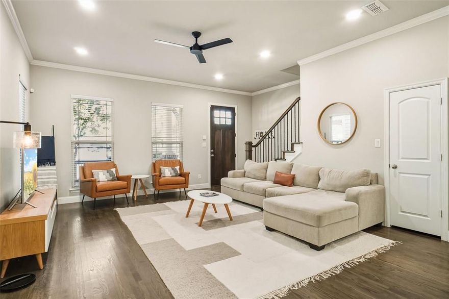 ONLY OLD TOWN home with PRIVATE BACKYARD in this highly desired WALKABLE community! Don't miss this exceptional 4-bedroom Craftsman home with a fully fenced private yard—nearly impossible to find in Old Town's coveted community. This light-filled, open-concept home features soaring ceilings and an entertainer's kitchen with stainless steel appliances, a large island, an electric cooktop, and custom cabinetry. The luxurious primary suite offers dual vanities, a soaking tub, a frameless glass shower, and a walk-in closet with built-in organization. Upstairs, you'll find a versatile loft, expansive game room, and three generous bedrooms with ceiling fans, plus a convenient Jack-and-Jill bath. Smart home features enable you to control your lights remotely. The standout feature in this WALKABLE COMMUNITY is your own private backyard oasis—no shared common areas. Perfect for grilling, gardening, or simply relaxing in complete privacy. Location in the middle of this WALKABLE COMMUNITY couldn't be better. From your charming covered front porch, WALK to George Coffee, Saturday Farmers Market, Arts Center concerts, boutique shops, trails, and the community splash pad. All within Coppell ISD, ranked #1 in Dallas County. Perfect for families seeking top schools or remote professionals wanting walkable community charm with private outdoor space.