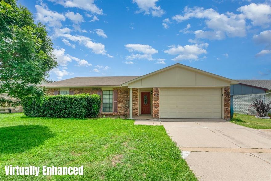 *It's time to FALL into a new price!!!***New price Reduction Alert***Welcome to this warm and inviting 3-bedroom, 2-bath home nestled in a quiet neighborhood in The Colony. With fresh updates throughout and a layout designed for easy living, this home is move-in ready and full of charm.
Inside, you’ll find brand new carpet, ceramic tile flooring, and fresh paint in every room. The open living area features a cozy wood-burning fireplace, perfect for relaxing evenings at home. The primary suite offers a walk-in closet and private bath with a walk-in shower. Just off the kitchen is a convenient utility area with washer and dryer hookups and an electric water heater.Step outside to a spacious fenced backyard and a raised deck — a great spot for entertaining, gardening, or simply enjoying the outdoors. **Disclaimer: some photos are virtually staged and items will not be at the property.Grass may be virtually enhanced.