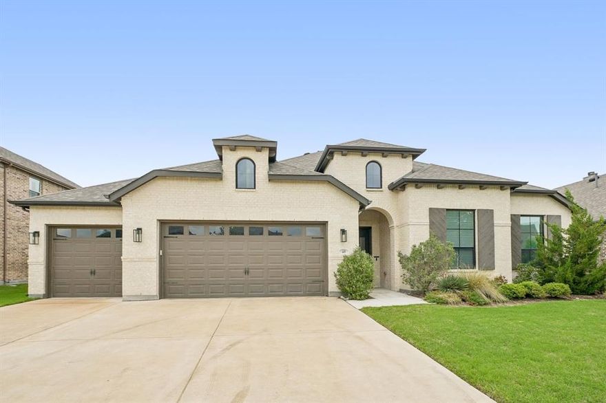 Click the Virtual Tour link to view the 3D walkthrough. Well-maintained and beautifully designed single-story home featuring a 3-car garage and a spacious open floor plan. The living, kitchen, and dining areas flow seamlessly together, highlighted by a cozy fireplace, large kitchen island, and ample countertop space—perfect for everyday living and entertaining. Enjoy flexible living with a bonus room ideal for a game room and a front room currently used as a home gym. The spacious primary suite offers a full bath with separate tub and shower, while the fenced backyard and covered patio provide the perfect space to relax or host gatherings—this is one you don’t want to miss! Discounted rate options and no lender fee future refinancing may be available for qualified buyers of this home.
