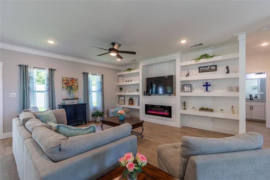 Beautiful corner-lot home on a spacious lot in the gated community of Canyon Creek! This well-cared-for property features elegant quartz countertops, a large kitchen island perfect for family gatherings, and an upgraded water softener system. The open-concept living and dining layout makes entertaining effortless, while the oversized driveway offers ample parking for guests or extra vehicles. The private primary suite provides a peaceful retreat with generous space and comfort. The large yard offers plenty of room to play with irrigation system, garden, or simply unwind. Located near Lake Granbury with access to community pools, parks, a fishing pier, and boat ramp. Perfect for families or anyone seeking a home that blends style with everyday function, this property delivers quality craftsmanship and thoughtful upgrades throughout. Upgraded Water Softener Filtration System: Enjoy softer water with a high-performance system that adds comfort and protects your plumbing.