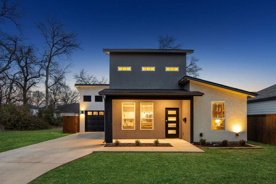 Modern Design Meets Warm, Livable Style! Welcome to this beautifully designed contemporary home where clean architectural lines and inviting interiors come together effortlessly. With striking curb appeal, the two-tone stucco exterior, dramatic rooflines, and warm exterior lighting create a memorable first impression. A private driveway, attached garage, and landscaped front yard complete the polished look. Inside, you’ll find an airy open-concept layout highlighted by soaring ceilings and abundant natural light. The spacious living and dining areas flow seamlessly into the kitchen, making the home ideal for both everyday living and entertaining. Rich engineered wood flooring, curated lighting, and thoughtfully selected finishes add warmth and character throughout. The kitchen features crisp white cabinetry, stainless steel appliances, generous counter space, and a breakfast bar that invites gathering. Whether hosting friends or enjoying a quiet evening in, this space offers both functionality and style. The spacious bedrooms provide comfortable retreats, including a serene primary suite with soft natural light, plush carpeting, and designer touches. Well-appointed bathrooms and ample storage ensure convenience and comfort for modern living. Upstairs loft with built-in cabinetry and wet bar is great for watching movies, gaming, or as a fourth bedroom. Throughout the home, you’ll appreciate the blend of contemporary architecture and artistic detail—from gallery-style walls to elevated ceilings that enhance the sense of space. Generously sized utility room and storage closet add to the usability. The private backyard lends itself to peaceful time on the patio. This move-in-ready property offers modern living with timeless appeal—perfect for buyers seeking style, comfort, and a thoughtfully designed space to call home.