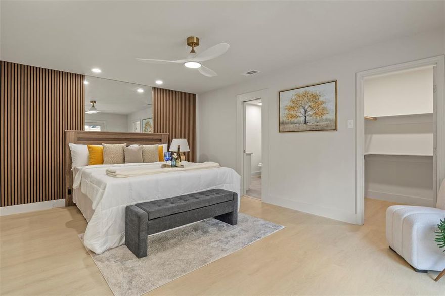 OPEN FEB 21, 12-3PM. A STUNNING 4 BEDROOM 3 FULL BATHS GEM NESTLED IN A SERENE CUL DE SAC, COMPLETE WITH A SPARKLING BIG POOL! Located in Dallas coveted Royal Chapel Estates, this home perfectly blends elegance+functionality. The newly stuccoed exterior+curb appeal make this home unforgettable. Step through the NEW mahogany double doors into a FULLY UPDATED MOVE IN READY HOME TO CALL YOURS! The heart of the home is the CHEF'S KITCHEN, boasting NEW WHITE WOOD CABS+SOFT CLOSE DOORS, NEW STAINLESS STEEL APPLIANCES(Frigidaire DOUBLE OVENS, 36IN GAS COOKTOP, SS VENT HOOD+DW)+8ftLONG QUARTZ ISLAND illuminated by gold light fixtures! Step out onto the charming side patio, where brand-NEW SLIDING DOORS+WINDOWS create a seamless connection from the kitchen to outdoors. A perfect spot to enjoy a morning coffee. The PRIMARY SUITE is a private retreat, featuring ACCENT WALL WITH LARGE MIRROR,TWO EXPANSIVE WALKIN CLOSETS, SPA INSPIRED EN SUITE BATH with NEW FREESTANDING TUB, LUXURY FLOOR TO WALL TILES+LED LIT SHOWER NICHE, DOUBLE VANITY+WHITE QUARTZ COUNTERS+LED LIT MIRRORS+GLASS SHOWER DOORS! The additional 3 BEDROOMS offer flexibility for family, guests, gameroom or home office. Entertain in the open concept living+dining areas, complemented by the OVERSIZED KITCHEN ISLAND and warmth of the NEWLY STUCCO FIREPLACE. UPGRADES include UPDATED KITCHEN+BATHS, RESURFACED POOL+TILE+FILTER, WATERHEATER2025, fresh paint, LVP FLOORS, DESIGNER TILE, QUARTZ COUNTERS, WINDOWS, RECESSED LIGHTS+CHANDELIERS, ATTIC INSULATION, ROOF2024+PVC plumbing throughout providing peace of mind for generations. A sunroom combines practicality with NEW BUILT IN CABINETS+WINE FRIDGE, perfect for wine enthusiasts. The backyard oasis includes a expansive 26FT LONG 8ft DEEP IN GROUND POOL+NEWLY STAINED 8ft PRIVACY FENCE perfect for summer gatherings. Close to airports, Northpark+Galleria, Dallas ISD+private schools!