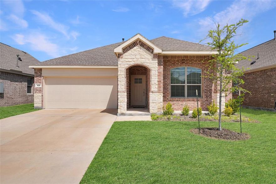 Welcome to this beautiful newer construction home (2023) located in the growing community of Fate, just minutes from Rockwall and major highways for an easy commute. This charming single-family home offers approximately 1,630 sq ft of living space on a 5,837 sq ft lot, providing the perfect balance of comfort and low-maintenance living.
Step inside to a thoughtfully designed layout featuring an open-concept living and dining area, ideal for entertaining and everyday living. The kitchen flows seamlessly into the main living space, creating a warm and inviting atmosphere.
Enjoy the convenience of being close from the elementary, middle, and high school, making daily routines simple and accessible. The home is also located near community amenities, offering easy access to neighborhood features designed for relaxation and recreation.
With modern construction, energy-efficient features, and an attached garage, this home provides comfort, style, and peace of mind.

*Loan may be assumable with an interest rate of 4.75%
** Washer, dryer, refrigerator, gas range, grill, mower, blower, and garage shelving to convey with the property. Mower and blower include batteries and charger.