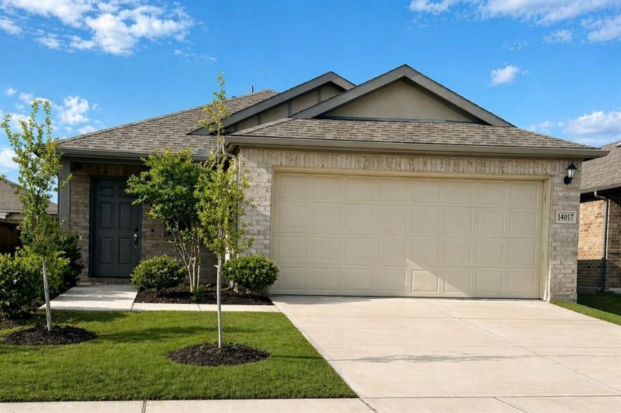 Welcome to 14017 Birch Farm Drive in Pilot Point, TX. Step into a well-maintained 2023 3-bedroom, 2-bath home offering 1,628 sq ft of comfortable living space. Inside, you’ll find a functional layout with inviting living areas, natural light, and plenty of room to relax or entertain. The home was built by MI Homes and boasts elevated ceilings and interior upgrades. The spacious primary suite features a walk-in closet, providing ample storage and everyday convenience. 2 additional bedrooms provide space for family and friends to enjoy. Be part of a thriving neighborhood that boasts a community center, fitness space, as well as a new pool and park! With convenient routes to Frisco, Denton, and North Dallas, you’re never far from top shopping, dining, and entertainment destinations like Legacy West, The Star, and Grandscape.