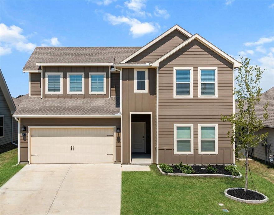 Welcome to this spacious and stylish 2-story home located in the highly acclaimed Aubrey ISD. Designed with modern living in mind, this open-concept floor plan offers both functionality and comfort, perfect for families of all sizes.The heart of the home is the kitchen, seamlessly flowing into the living area—ideal for entertaining or everyday living. Downstairs, you’ll find the primary suite tucked away for privacy, featuring a generously sized walk-in closet. Upstairs, enjoy a versatile flex space that can be used as a game room, office, or second living area—alongside two additional bedrooms that provide plenty of room for family, guests, or hobbies. Step outside to your private backyard, perfect for relaxing evenings, weekend BBQs, or playtime with kids and pets.