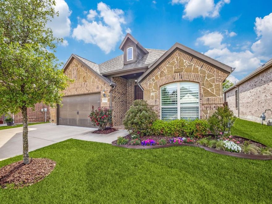 MULTIPLE APPLICATIONS RECEIVED APPLICATION DEADLINE APR 22ND AT 3:00PM. AFTER DEADLINE APPLICATION STATUS WILL BE SENT IN APPROX 3-5 BUSINESS DAYS. Beautiful low maintenance 3-bedroom, 2 full bath single story home located within a community perfect for comfortable living in the growing city of Anna. Home is move-in ready, ensuring a seamless transition for new tenants. Living room with gas fireplace has open layout and wood floors which extend to the kitchen; equipped with a stainless steel double oven, built in microwave, gas stovetop, and granite countertops. Home also features a flex room for media or games and designated office area. Primary bath features tub and oversized separate shower with bench seat. Home also features 3 car garage, separate utility room with hookups and additional sink. Spacious fenced backyard also features a covered patio for relaxation or entertaining in style. Front and backyard lawn cutting service is provided by the landlord.