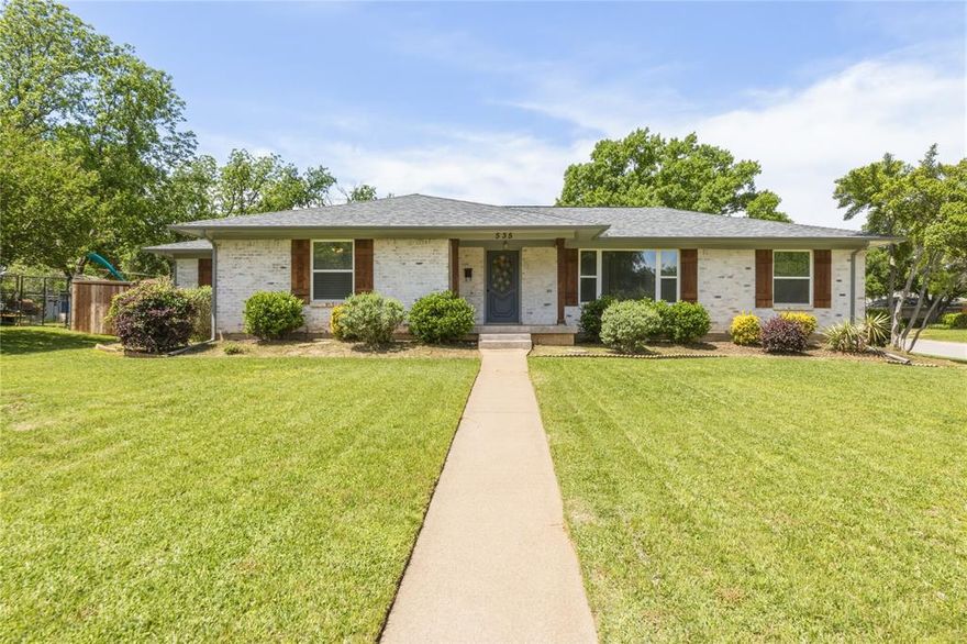 Mid Century Modern in Old Town Lewisville. YES!! This home has been updated but retains its original charm. The brick has been finished with German Schemer, original refinished red oak flooring throughout, 3 oversized bedrooms, 2 baths, multiple dining and living rooms. The kitchen has double ovens, granite countertops, ample cabinetry, with a swinging butler door to the formal dining room with original chandelier. The primary bath has been updated with a new vanity, tile shower, and seamless glass doors, 2026. Inside there are 5 storage or linen closets, you name it. Utility room has a built in sink with room for a second refrigerator. Oversized garage with 2 additional exterior storage closets. Enjoy the covered patio and private backyard. Located in close proximity to Lewisville Medical Center with easy access to I-35, walking distance to Wayne Frady Park, splash pad and walking trail, and Old Town Lewisville. Enjoy the neighborhood with the perfect blend of privacy, comfort, & convenience.
