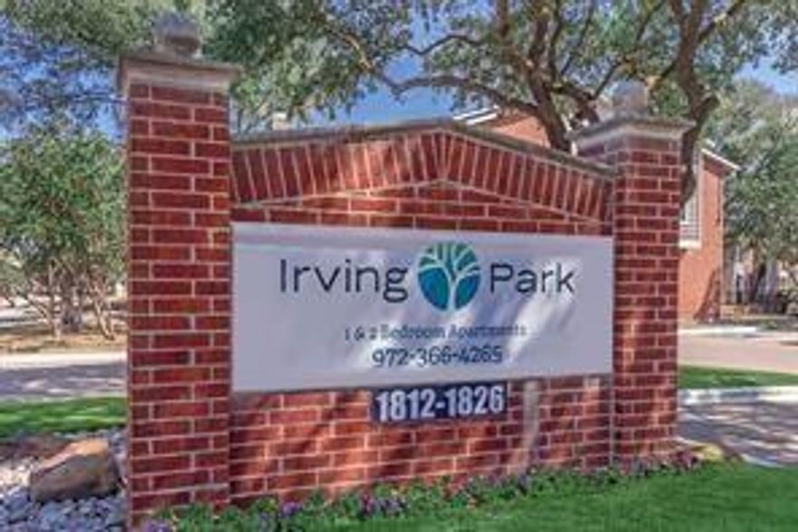 Irving Park Apts convenient location is just minutes from the 161 and 183 Frwys and nearby DFY Airport. Your gateway to shopping, dining, schools, and entertainment venues, all within reach. We offer seven creatively designed floor plans with one and two bedroom apartments for rent. Kitchen includes: all-electric appliances, dishwasher, breakfast bar, and extra-large refrigerator. Add features include: walk-in closets, ceiling fans, and carpeted floors. Select homes feature a kitchen pantry, linen closet, extra storage, vaulted ceilings, a wood-burning fireplace, patio or balcony, or a sunroom with a closet! Community amenities include: 2 resort-style swimming pools, fitness center, and bbq picnic area. We also offer a fun playground, business center, on-site laundry facility, covered parking, guest parking, an elegant clubhouse and bark park. Photos are an example of units and are not representative of this exact unit. Please call for more information and to request a tour. Tenants are required to carry a renters insurance policy.