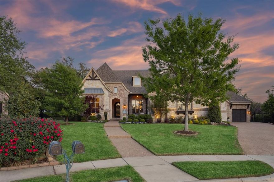 THIS STUNNING DREES-BUILT ESTATE IS A TRUE MASTERPIECE AND ONE OF THE MOST GORGEOUS PROPERTIES YOU WILL FIND IN TROPHY CLUB’S EXCLUSIVE GUARD GATED COMMUNITY OF HOGANS GLEN! Perfectly situated on a premium .68-acre cul-de-sac lot backing to a tranquil park featuring 6 bedrooms, 6 full baths, and 1 half bath. This home offers an exceptional blend of timeless architecture with modern smart home technology and luxury upgrades throughout in unique designs perfect for grand entertaining and everyday living. Inside, an open, light-filled layout showcases rich hand-carved hardwood floors with designer inlays, custom millwork, and soaring ceilings that exude timeless sophistication. The spacious family room features a dramatic stone fireplace, exposed wood beams, and expansive windows that frame peaceful backyard views. The gourmet kitchen is a true centerpiece, complete with premium appliances and elegant upgraded cabinetry. A butler’s pantry and custom wine room add both function and flair, while the first floor also offers a game room, media room, and wet bar designed for everyday comfort and memorable entertaining. Upstairs, two spacious bedrooms with ensuite baths and a large family room provide a separate private living area or guest suite. Storage is a breeze with a large walkout attic space and a powered lift platform to the attic above the garage. Step outside to your private retreat featuring a covered patio with a gas fireplace and built-in entertainment sets the stage for cozy evenings relaxing under the stars. The expansive backyard, framed by lush landscaping offers exceptional privacy and endless potential for future expansion. Zoned to NISD with top-rated Lakeview Elementary , and just minutes from Southlake Town Square, DFW Airport, and the best of Dallas-Fort Worth, this is a rare opportunity to own a stunning home in one of the area’s most sought-after neighborhoods.