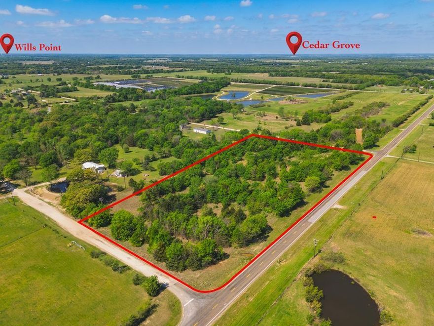 Located in the highly desirable Van Zandt County, just outside of Edgewood, TX, this prime property offers excellent road access directly to the entrance from FM 859 and 1395. This makes for an easy commute to highways 20 or 80, providing convenient access to the metroplex. Spanning approximately 7.38 acres, the property features pastureland and tall timber, making it ideal for livestock. Situated in an Aquifer District, well water is a viable option. The property boasts level terrain, complemented by trees that provide shade for animals. Surrounded by prestigious ranches and large homes, this site is perfect for your building plans. Utilities, including power and water, are readily available at the road, with no known restrictions. The property is located within the Edgewood School District. Please note, there is a pipeline running at the back of the property. This property is competitively priced to sell.