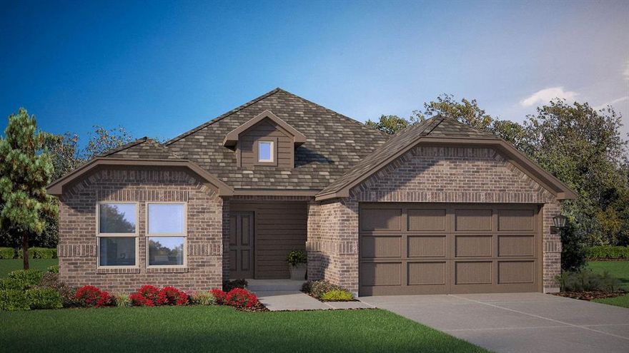 Beautiful new D.R. Horton home in the Saratoga community located in Granbury and Granbury ISD! Estimated summer completion. The thoughtfully designed single-story Denton floorplan, Elevation H, with an estimated Summer completion, offers 3 bedrooms, 2 bathrooms, and a 2-car garage with an open-concept layout that blends comfort and functionality. The spacious family room flows effortlessly into the dining area and modern kitchen, creating an ideal setup for entertaining guests or everyday living. The kitchen features quartz countertops, 36” upper cabinets with crown molding, stainless steel appliances, an electric range, stainless steel drop-in sink, a center island, and a walk-in pantry for additional storage and convenience. The private primary suite is tucked away at the rear of the home and includes a spacious bedroom, large walk-in closet, and en-suite bath with dual quartz vanities and a 5-foot oversized shower. Two secondary bedrooms are positioned near the front of the home with access to a full bathroom, offering flexibility for family, guests, or a home office. Additional highlights include luxury vinyl plank flooring throughout main and wet areas, a dedicated laundry room, covered back patio, full sod, sprinkler system, privacy fencing, and professional landscaping package. Built with energy-efficient construction and America’s Smart Home Technology, this home combines modern features with everyday convenience. Residents of Saratoga enjoy two parks, easy access to Highway 377, and close proximity to Lake Granbury, Granbury City Beach Park, HEB, Harbor Lakes Golf Club, and Motor Sport Ranch.