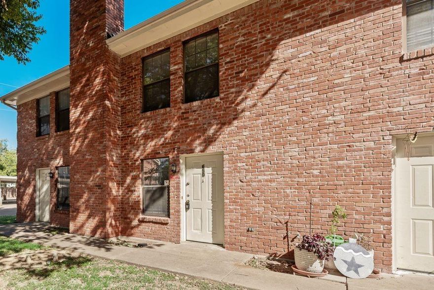 Affordable living. Downstairs has living room, dining room, kitchen, bath and laundry area. Upstairs had two bedrooms and a bathroom. Unit has small covered patio and small, private backyard. Covered parking. Section 8 accepted. Small pet OK.