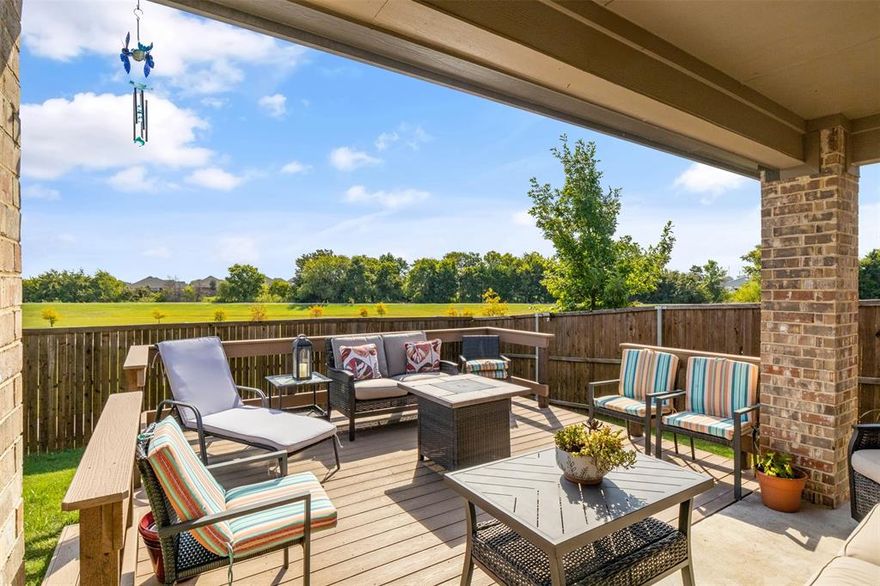 Offer Deadline Tuesday December 16 at 7pm - Flash Sale available for a limited time only. Do not miss your chance to take advantage of a great home! 

Beautiful 4-bedroom, 3-bath home built in 2022, perfectly positioned with peaceful greenbelt views and no back neighbors. This thoughtfully designed 2,178 sq ft home features an inviting open-concept layout, granite countertops, a gas range, spacious pantry, and a cozy electric fireplace—ideal for both everyday living and entertaining.

Enjoy outdoor living with a covered front porch and custom back deck, offering privacy and room to relax or host gatherings. The spacious floor plan provides flexibility for today’s lifestyle, with ample room for work, guests, or play.

Located in a well-maintained community with a splash pad, playground, and scenic surroundings, and just minutes from shopping, dining, B&B Theater, and Cassaro Winery. Convenient access to major highways places you approximately 30 minutes from Downtown Dallas. Added bonus: extra parking with no home directly across the street.

A rare opportunity to own a newer home with privacy, modern features, and exceptional location.