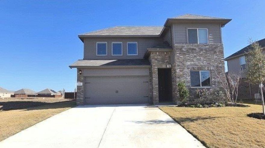 Stunning New D.R. Horton Home in the fabulous New Community of Vista Point in Grandview! This fabulous 2-Story 4 Bedroom-3 full Bath, Southaven Floorplan-Elevation G has a quick estimated Summer completion! Modern open concept with large Chef's Kitchen, Granite Countertop, Ceramic Tile Backsplash, Island, Stainless Steel Appliances, Electric Range and walk in Pantry. Bright Dining area, spacious Living and luxurious main Bedroom downstairs with a 5 foot oversized shower and walk-in Closet. Laundry, Secondary bedroom and full bath just off the entry foyer. Two bedrooms, a full bath and big game room upstairs. Extended tiled Entry, Hall and Wet areas plus Home is Connected Smart Home Technology. Cultured Marble vanities in full Baths. Covered back Patio, 6 foot privacy fenced Backyard, partial guttering, Landscaping Package, Full Sprinkler System and more! 
Enjoy the convenience of easy access to I-35W, allowing for a quick commute to work or weekend adventures. Community amenities will include a sparkling dog park, a scenic mobility-friendly trail, and a park with a playground.