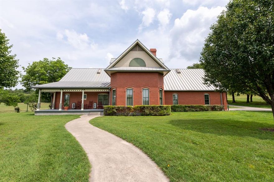 ELITE NORTH TEXAS RANCH. 133 beautiful acres, rolling hills to lush improved pastures. The stunning Folk Victorian home was designed by renowned architect, Keith Downing. Vintage millwork throughout this one owner, one of a kind home. Custom crafted cabinetry. Even the featured fireplace mantel was designed by historic buildings architects. Crown molding, door and window framing created by Vintage Woodworks, no detail has been overlooked. Well appointed custom kitchen, dining room, large private Primary Suite with exceptional custom closet system. An abundance of architectural features. The 50 X 40 custom multi purpose, insulated shop has extensive storage space and AC. The ranch landscape encompasses the regions diverse beauty. There are numerous ponds, excellent fencing, multi improved pastures, an additional barn with cattle working pens. Great horse and cattle property. Excellent hunting. Minutes to historic town. OWNER WILL SELL HOME AND SMALLER ACREAGE SEPARATELY. BRING OFFERS.