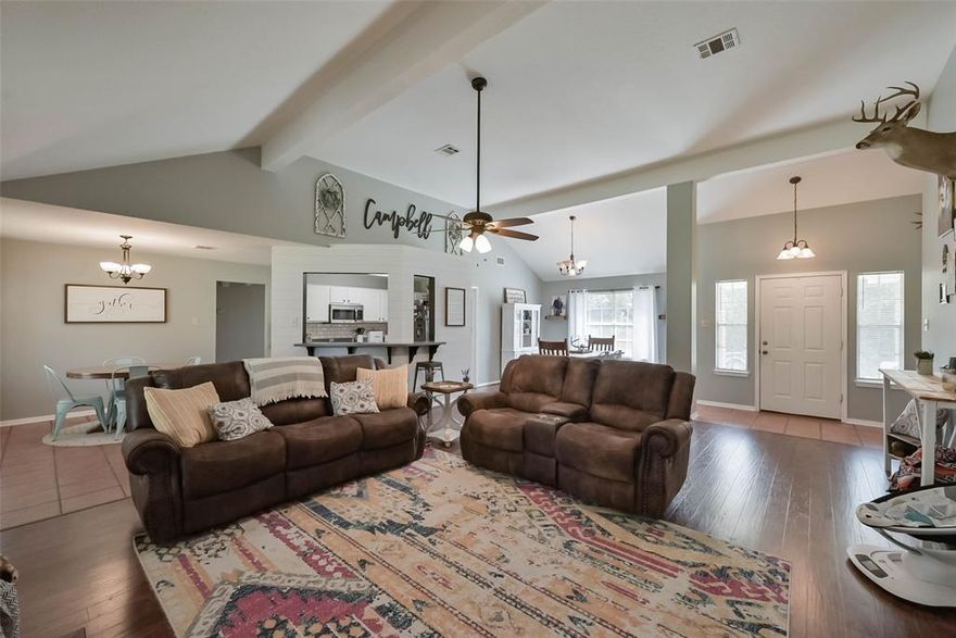 Nestled on a corner lot in a quiet neighborhood, this updated farmhouse style home is absolutely beautiful. The back porch overlooking the huge backyard just beckons for you to come sit a spell. Step inside and you will find a cozy living room with a fireplace. The kitchen island is a main focal point in the home and overlooks the spacious living room space. From the Ceiling Fans, big rooms, location, detached garage to the windows throughout the home allowing in the natural light, this home has so much to offer. Don’t wait this home wont last long.