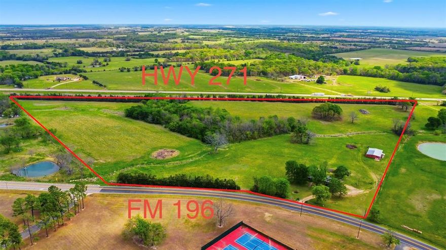 Nearly 30 acres (approx. 29.79) with incredible versatility and prime road frontage! This property offers an estimated 2,200 feet of frontage along Highway 271, along with additional frontage on FM 196 where the home is conveniently located—making access easy and future potential even greater. With no known restrictions, the possibilities here are wide open. Whether you’re looking to build, develop, invest, or create your own private retreat, this property is ready to fit your vision. The home features 3 bedrooms, 2.5 bathrooms, new carpet, and fresh paint, giving it a clean and updated feel. A barn with a concrete slab adds even more functionality for storage, livestock, or workspace needs. Whether you’re searching for a place to call home or a smart investment opportunity, this property offers the space, location, and flexibility to make it happen.