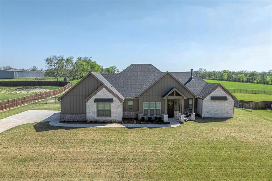 Welcome Home, where modern design meets everyday comfort in a serene rural setting. This custom-built, like-new single-family home boasts 2,364 sq. ft. of thoughtfully designed living space, enhanced by its northern exposure that bathes every corner in natural light.

Step into the heart of the home: a stunning open kitchen outfitted with stainless steel appliances and an impressively spacious pantry. Whether you're hosting dinner parties or preparing weeknight meals, this kitchen is ready to shine. Adjacent, the cozy fireplace anchors the open living area, creating an inviting space to relax and unwind.

The primary ensuite feels like your personal retreat, featuring double sinks, a soaking tub, and a separate shower—plus a walk-in closet to keep everything organized.

Outdoor living is equally enticing. Enjoy the privacy of a fully fenced yard, complete with a covered rear patio, a charming front porch, and practical touches like an RV hookup and upgraded electrical for a generator and hot tub. The oversized laundry room, with cabinets and counter space on both sides, ensures functionality meets convenience.

Nestled in a pristine rural setting, this home offers the perfect balance of tranquility and accessibility. Escape the hustle of larger subdivisions and cities, while still enjoying easy commutes via State Highway 5 or U.S. Highway 75.

Don't let this opportunity slip away—schedule your private showing today and discover the lifestyle you've dreamt about!