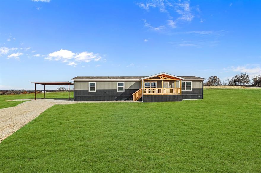 $5000 in Sellers Concession included! Kick back on the expansive front and back decks, soak in the peaceful views, and embrace the freedom of NO HOA living. This is where quiet mornings, sunset evenings, and wide-open possibilities become your everyday reality. Step inside to a bright, open-concept layout designed to impress. Recessed lighting sets the tone, while the modern kitchen steals the spotlight — fully equipped with a refrigerator, dishwasher, range, spacious island, and abundant cabinetry. Whether you're hosting weekend gatherings or enjoying a cozy night in, this space was built to bring people together. The primary suite is your private escape, featuring a walk-in closet and a serene en-suite bath designed for comfort and relaxation. Three additional bedrooms offer flexibility for guests, a home office, gym, or creative space — whatever fits your lifestyle. Complete with a 2-car carport, smart panel skirting, eye-catching wainscoting, rain gutters, private well and septic, and a 1-year manufacturer’s warranty, this home combines style, space, and peace of mind in one incredible package. Room to roam. Room for animals. Room to truly LIVE.

FHA, VA, USDA, and Conventional are all welcome!

All information is believed accurate but not guaranteed. Buyer and buyer’s agent are responsible for independently verifying all details, including construction status, lot dimensions, easements, school district, and subdivision restrictions. Completion status must be confirmed prior to inspections. Images may depict a model residence and or include digitally enhanced or AI-generated elements; actual property may vary.