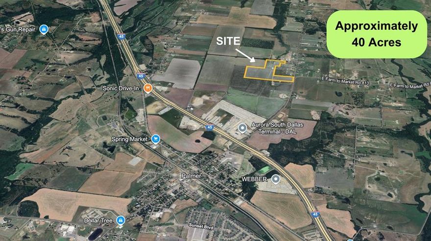 MOTIVATED SELLER!!!
Huge Industrial Investment Opportunity – 40 Acres in Ellis County

Don’t miss this rare chance to secure 40 acres of prime land in Ellis County, ideal for industrial development or long-term investment. With electricity available and co-op water already installed, the groundwork is in place to bring your vision to life. This property is currently unzoned, offering flexibility for a wide range of industrial uses. Located conveniently near Interstate 45, it provides excellent access and connectivity to major transportation routes. Whether you're expanding operations or investing in future growth, this property offers exceptional potential.