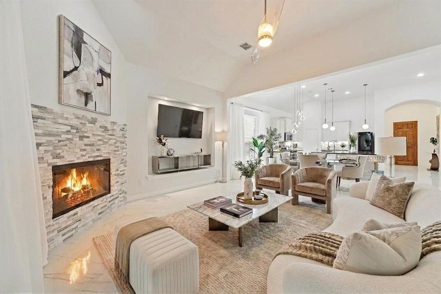 Rare opportunity to own this beautiful, fully remodeled one-story in highly sought-after Sorrellwood Park in McKinney. Remodeled in 2021 with over $120,000 worth of updates, this stunning home blends modern luxury with effortless, low-maintenance living in a location that is hard to beat, just minutes from Hwy 121, US-75, and historic Downtown McKinney. Step inside to an open, light-filled floor plan designed for both everyday comfort and entertaining. Enter the home to see the dedicated study on the right, with the entry further leading to the stunning, open concept kitchen. Standing in this kitchen feels like a luxurious getaway, from the black quartz counter, to the on trend gold finish pendants, you will love to call this home yours as it adds warmth and sophistication throughout the main living spaces. The huge island is a game changer in function, shape and size, truly the heart of the home. The dining area is open to the kitchen and family room, perfect for entertaining family and guests. The large family room is the perfect place to unwind in front of the cozy gas fireplace. The spacious primary suite offers a true retreat with an oversized sitting area or sunroom, a spa-inspired bath, highlighted by a stunning open walk-in shower and modern finishes that elevate the entire space. The custom closet system optimizes the space for clothing and storage. The two secondary bedrooms are split from the primary, along with a secondary bathroom. Updated flooring, fresh paint, and designer touches create a cohesive, move-in-ready feel from the moment you enter. Outside, the back patio is oversized, with a built in grill area. The petite yard is private, and perfect if you desire a low-maintenance backyard. Whether looking for your first home, or downsizing from a larger one, this home will not disappoint! Homes with this level of renovation, single-story convenience, and prime McKinney location are rarely available!