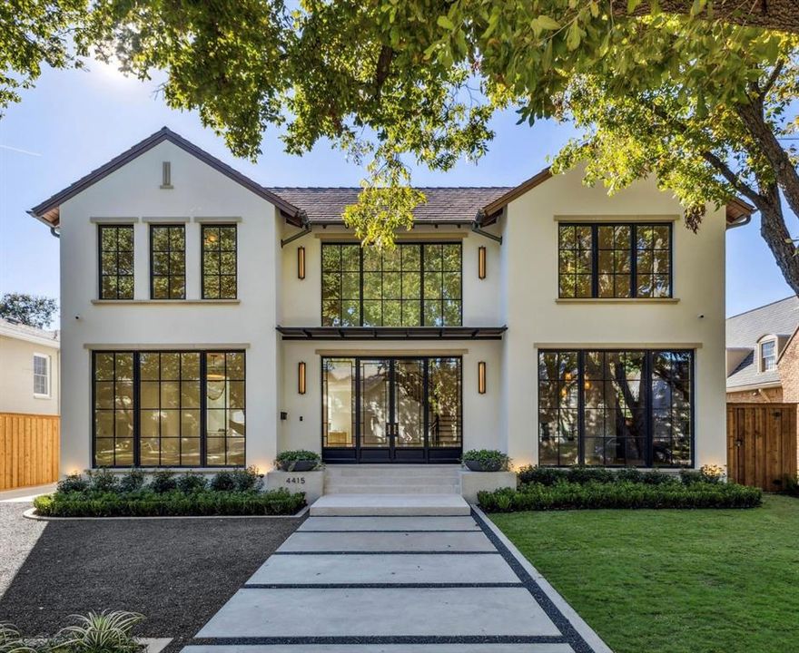 Indulge in the epitome of luxury living w this architectural gem by Avida Custom Homes, nestled in Highland Park, offering sophisticated design. Zoned to Bradfield Elem & ready for move in. Upon entry, a sense of warmth & functionality welcomes you, flanked by formals. Living rm boasts flr-to-ceiling windows & FP, seamlessly connecting to study, while dining rm facilitates easy entertaining through adjoining butler’s pantry & ktchn. Entertainment thrives at heart of home, w wetbar & wine rm, flowing into family rm & ktchn. Kitchen feat Calacatta Gold Extra slab, custom Wood Mode cabinetry, Subzero applics & Wolf range. Family rm w FP & Kolbe 6 paneled sliding door, merges indoor w outdoor covered patio w screens, FP & lush backyard w pool&spa. 1st flr also hosts a private & spacious guestsuite. Ascend to 2nd flr to discover primary suite, sep vanities & freestanding tub. 3 ensuite secondary bedrms, gamerm & utility rm complete upper level. Complete w 2-car garage.