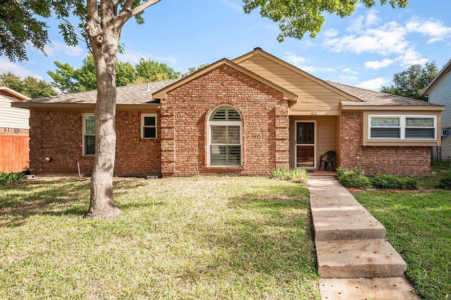 Charming, 3 bedroom, 2 bath home in Coppell with a cozy living room featuring a double-sided fireplace connecting to the primary bedroom. Two closets in primary bathroom.  Study off of entry could work as a 4th bedroom.  Solid surface floors.  Wet bar in kitchen offers 2nd sink and extra storage.  Enjoy  private backyard, complete with a covered patio and a canopy of trees.  This gem is ideally situated near top-rated Coppell ISD elementary and middle schools.  Explore nearby parks, shops, and restaurants, with added convenience of easy access to DFW airport and highways. 
   
    Roof:  2018, Water Heater:  2021, HVAC:  January,2023