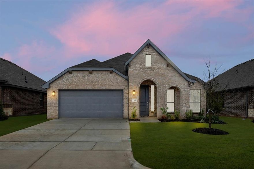 MLS# 21062653 - Built by Landsea Homes - Ready Now! ~ This thoughtfully designed, single-story home offers a perfect blend of style, comfort, and functionality. The inviting foyer flows into a bright and open living space, where the kitchen, nook, and family room create the heart of the home—ideal for both everyday living and entertaining. The kitchen features a generous island, ample counter space, and easy access to the dining room for more formal gatherings. The secluded primary suite provides a peaceful retreat with a luxurious bath, dual vanities, soaking tub, separate shower, and a spacious walk-in closet. Two secondary bedrooms share a full bath, while a dedicated study offers the perfect space for work or hobbies. A full-size utility room connects to the two-car garage for convenience, and the covered patio extends your living space outdoors. With its smart layout and modern touches, this home is designed to fit the way you live.