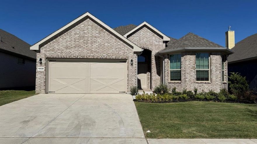 Available for a Quick Move-In! Now selling in the new phase of D.R. Horton’s master planned community Morningstar in Aledo and Aledo ISD! Beautiful Portales 4-2-2 Open Floorplan-Elevation F. Complete and Move-In Ready! Great open concept Living, Dining and large Chef's Kitchen with seating Island, Granite Countertops, tiled backsplash, Pendant lights, undercabinet lights, stainless steel Appliances, gas Range and corner walk-in Pantry. Large Primary Bedroom with Quartz topped dual sink Vanity, garden tub, walk-in shower, and walk-in Closet. Quartz topped vanity also in 2nd full Bath. Designer Pkg including Tiled Entry, Halls and Wet areas plus Home is Connected Smart Home Technology. Front Coach Lights covered back Patio, partial guttering, 6-foot fenced backyard, landscape package with full sod and full sprinkler system. High-efficiency HVAC system and gas Tankless Water Heater. Resort style Pools, winding creeks, lakes and waterfalls, playground, amphitheater and more!