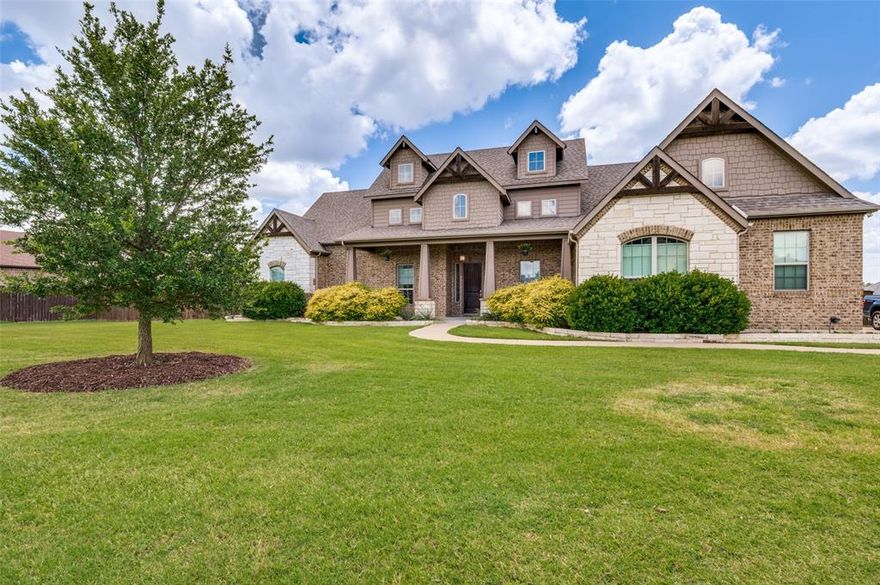 Beautiful home on 1 acre in the highly desirable Summit Estates, outside the city limits. This home offers the perfect blend of peaceful country living and city convenience. Step inside to find a one story open versatile floor plan, providing flexibility to fit your lifestyle. French doors lead to either a private study or dining room with wall of built in shelving. Spacious living area features stone fire place, wood ceiling beams and beautiful hardwood floors. Gourmet kitchen offers granite countertops, abundant cabinetry, and a generous island with storage, seamlessly opens into the living and breakfast areas—perfect for gatherings. Second living area can be used as media or game room. Private owners retreat featuring a spacious bedroom, a luxurious bath with a garden tub, separate walk in shower, dual sinks, and walk-in closet. Split bedrooms ensure privacy for all. Relax under covered back patio and enjoy this private 1 acre lot. Vegetable garden in place and producing! Plenty of room for a pool! ROOF TO BE REPLACED! Located just minutes from Hwy 287 and I35, it provides effortless commuting while delivering the serenity of life outside city limits. See video link in MLS and documents inculding survey, disclosures and floorplan.