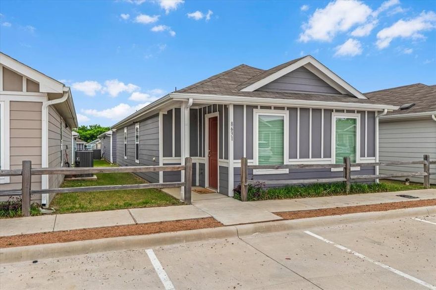 Adorable cottage-style townhome built in 2023, offering 3 bedrooms and 2 baths in a thoughtfully designed open floor plan. This barely lived-in home features a warm and inviting layout with a combination of tile and carpet flooring throughout. The kitchen shines with a decorative backsplash, built-in dishwasher, microwave, and electric range—perfect for everyday living and entertaining.

The private primary suite is tucked away at the back of the home, creating a relaxing retreat complete with a walk-in closet and an en-suite bath featuring a spacious walk-in shower and additional linen storage. Two secondary bedrooms provide flexibility for family, guests, or a home office.

Located in the heart of Fort Worth, this home offers unbeatable convenience—just minutes from shopping, dining, schools, and entertainment. Enjoy low-maintenance living with an HOA that covers front and backyard care, internet, and trash service.

Whether you’re a first-time buyer, investor, or looking for the perfect family home, this charming property truly fits a variety of needs. Move-in ready and practically new, it’s a must-see!