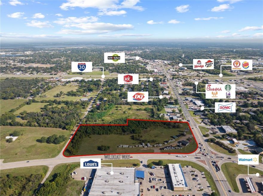 Prime development opportunity!!!! Seize the opportunity to own 10+ acres of highly visible commercial land located on a hard corner of two major roads in Sulphur Springs across from big box shopping including Walmart and Lowes. This premier property offers exceptional exposure, accessibility, and traffic flow—making it an ideal site for retail, dining, service businesses, or future development. With its generous size, strategic location, and corner frontage, this property provides endless possibilities for investors or developers looking to establish a high-impact presence in one of the area’s busiest corridors.