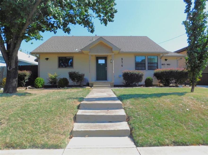 Be the first to live in this new two bedroom, two full bath tri-plex unit within walking distance to UNT!  Luxury vinyl plank flooring throughout. Open kitchen includes, granite counters and stainless steel appliances (with refrigerator). All bathrooms have updated mirrors with LED lighting.  Additional features: upgraded light fixtures, ceiling fans, and built in cabinets in both bedrooms.  Stackable washer & dryer included. Owner covers water and lawn Care!