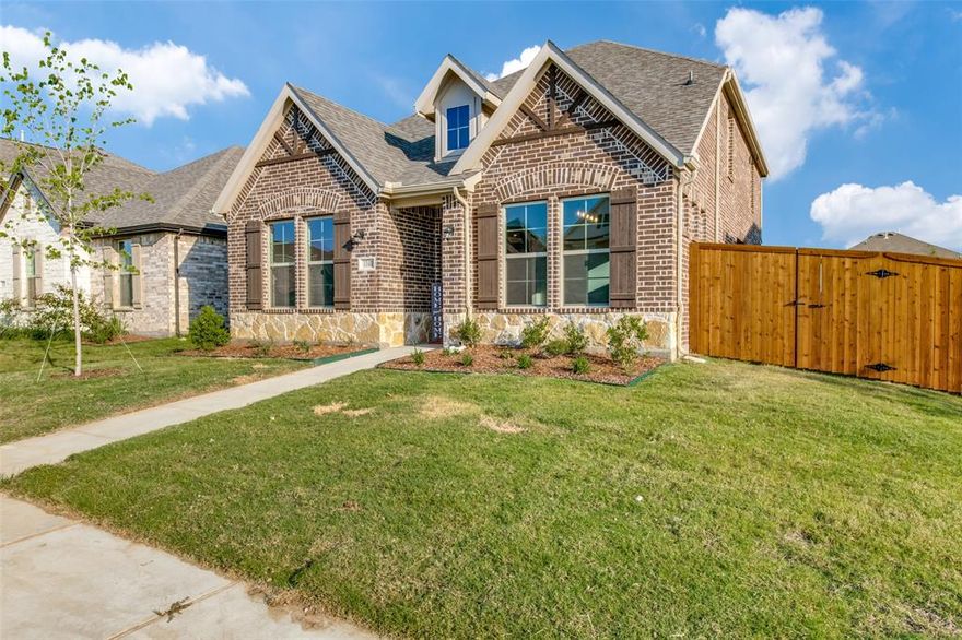 Executive Living 20 minutes from DFW Airport. Built in 2022. Main floor - 2 beds, 2 baths, open kitchen & dining, grand family room with gas fireplace, office, utility & mud room. Second floor, large game room plus two beds & full bath with 2 sinks. Upgrades include: wood floors, gas cooktop, newer fridge, gas fireplace, decorator lighting, modern shades, extra large main shower, decorative tile, two sinks in the kids bathroom. Nice yard with plenty of room for swing set or dog run. Several storage closets. Main bedroom on the first floor with ensuite bath. Two sinks on long countertop, huge walk in shower with river rock floor, large closet.  Two car attached garage. Wildflower Ranch is a newer development conveniently located right off Hwy 114. The lazy river at the community center is fabulous. Elementary school is steps away & opens fall of '24. Add monthly lawn care for $50 per month($2950). Realtor is owner.