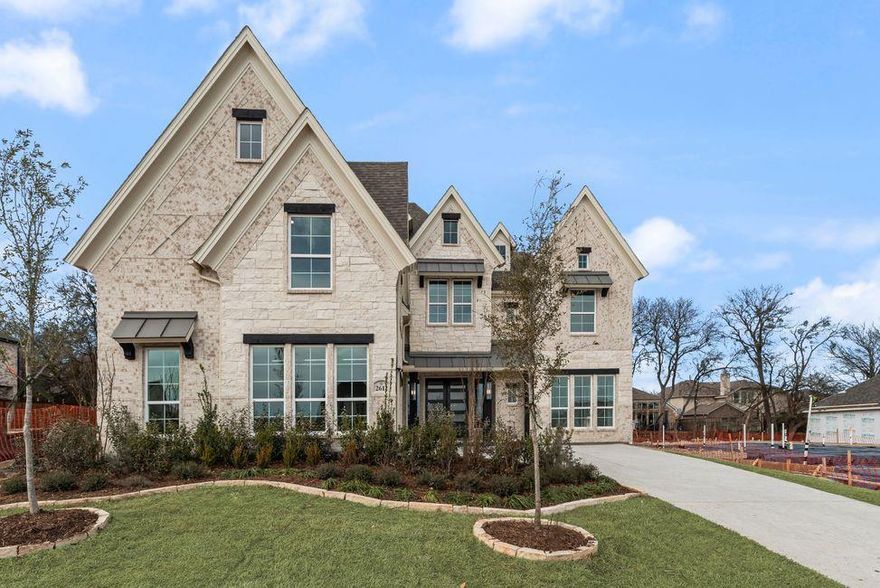 Welcome to Grand Homes, a brand-new five-bedroom home in the desirable Providence Cove community. Ideally located just off the Sam Rayburn Tollway, this home offers unmatched access to shopping, dining, and top-rated schools, along with neighborhood amenities including pickleball courts, a tranquil lake, and direct access to the McKinney Trail system. Step through double front doors to a grand entryway highlighted by double curved staircases. Formal dining space lead into a spacious family room featuring groin vaulted ceilings and a sleek 2 story fireplace. The open-concept kitchen is complete with a large island, quartzite slab countertops, Shaker-style cabinetry with pots & pans drawers, stainless-steel appliances, a five-burner gas cooktop with custom vent hood, stylish  tile backsplash & a large pantry. A large covered back patio is ready to entertain family & friends.
Throughout the home, 8-foot interior doors, rich wood floors, and full oak staircase with wrought iron balusters enhance the sense of luxury. A private guest suite on the main level offers flexibility for visitors along with a separate private home office with glass doors. The elegant primary suite includes a freestanding soaking tub, dual vanities, a walk-in shower with double shower heads, and his & her closets.
Upstairs, enjoy a versatile game room, a dedicated media room, a reading loft, and three additional bedrooms. Designed with comfort and efficiency in mind, the home includes a built-in security system, sprinkler system, tankless water heater, R-38 insulation, and Energy Star certification.
