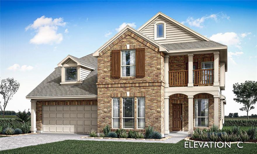 NEW! NEVER LIVED IN – Ready in December 2025! The Magnolia II by Bloomfield Homes is a beautifully designed 5-bedroom, 4-bathroom home with a 2-car garage, perfectly placed on a corner lot in the highly sought-after Timberbrook community. Step inside to soaring ceilings, 8' interior doors, and site-finished wood floors throughout the main living areas. The spacious Family Room is anchored by a striking tile-to-ceiling fireplace with a gas starter and cedar mantel, bringing warmth and character to the heart of the home. The Deluxe Kitchen is a dream, featuring quartz countertops, double ovens, a 5-burner gas cooktop, custom cabinetry with plenty of storage and prep space. The open flow leads you seamlessly from the kitchen into the light-filled breakfast nook and out to the large covered patio, perfect for entertaining. Upstairs, you’ll find a Game Room, Media Room, and secondary bedrooms, including one with its own private full bath—perfect for guests or multigenerational living. The balcony adds both style and function, offering a great spot to take in elevated views. The Primary Suite is located downstairs for privacy and includes a spa-like bath with upgraded finishes, dual vanities, a soaking tub, and a separate shower. Enjoy outdoor living year-round with both a covered front porch and an extended covered back patio, complete with gutters, upgraded lighting, and a gas stub for grilling. Located in Timberbrook, residents enjoy resort-style amenities including a pool, pickleball, volleyball, scenic walking trails, and more. The Magnolia II by Bloomfield Homes has it all—style, space, and an unbeatable location. Don’t miss your chance to call it home, Visit Bloomfield at Timberbrook today!