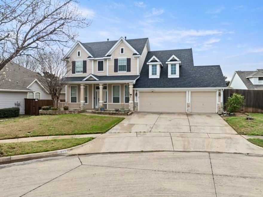 Beautiful two-story home with a private backyard pool and brand new roof, located on a quiet cul-de-sac in the highly sought-after Fannin Farm community and zoned to Mansfield ISD. This spacious 4-bedroom, 3.5-bath home features an excellent floor plan with multiple living and dining areas and a large upstairs game room perfect for entertaining, a media room, or additional flexible living space. The open-concept kitchen includes a center island, breakfast bar, and pantry and flows seamlessly into the inviting living room anchored by a cozy fireplace. The private first-floor primary suite offers a relaxing retreat with dual vanities and a walk-in closet. Brand new carpet on the stairs and throughout the upstairs adds a fresh, updated feel. Step outside to your private backyard oasis featuring a sparkling swimming pool, ideal for relaxing, entertaining, and enjoying Texas summers. Residents of Fannin Farm enjoy access to community pools, parks, playgrounds, and scenic walking trails. Conveniently located near shopping, dining, and major highways, this home combines comfort, space, and location in one of Arlington’s most desirable neighborhoods.