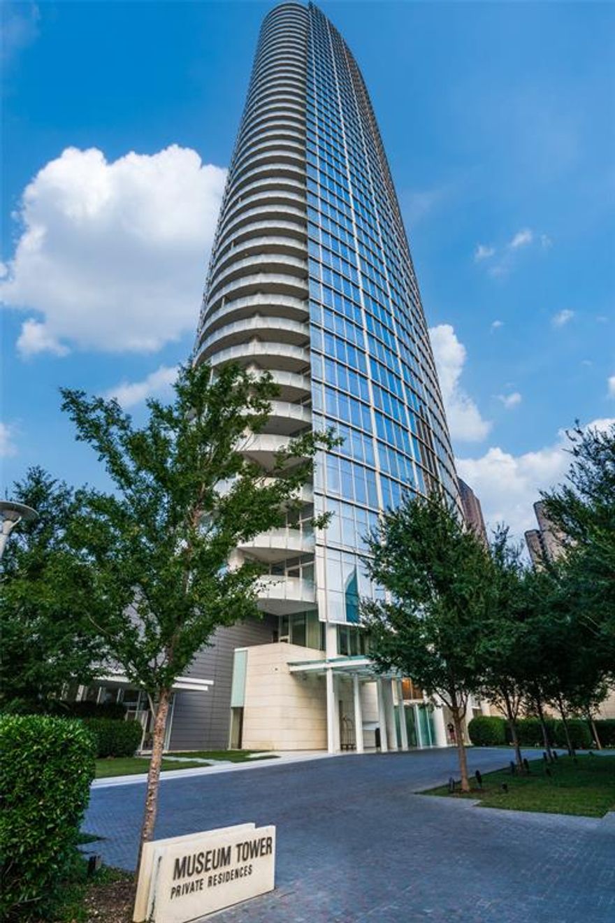 Museum Tower, The Dallas Premier Hi-Rise, is located in the Dallas Arts District encompassing Performance Halls, Museums, Restaurants, Hotels & Klyde Warren Park. Museum Tower offers a Fabulous Social Community with Unparalleled Amenities & Elevated Services including: Two House Cars; 24-hour Valet, Doorman and Concierge; Weekly Happy Hour; Fitness Center; Conference Room; Two Owner Lounges; Two Guest Suites; Dog Park; 80’ heated pool and spa; Fire Pit & outdoor grills... A private elevator delivers you directly into your Entry Foyer and main Living Area stepping onto polished Porcelanosa Italian 4’x4' floor tile, in addition you encounter: smooth museum finish walls; 10’ ceilings; motorized shades throughout; Kitchen with Miele appliances & gas cooktop with exterior venting hood; quartz countertops. A Recent Remodel includes new flooring throughout, custom made cabinets in the Den-Office, Master Bath, Dressing Room & Kitchen plus custom Estiluz light fixture in the Kitchen.
