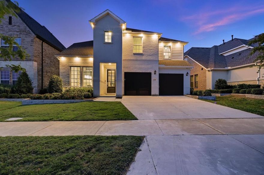 Incredible opportunity to own a quality-built FULLY FURNISHED Toll Brothers model home in Harvest! This home is situated on an interior homesite overlooking the beautiful community lake. Hop onto the walking trail directly across from the home and take a quick stroll over to the community center where you'll find a pool, park, and playground. Or stop by Farmhouse for a coffee - all located just around the corner! The Delonte's welcoming porch and stunning two-story foyer flow past the lovely two-story formal dining room, revealing views to the expansive great room, casual dining area, and desirable covered patio beyond. The well-equipped gourmet kitchen is highlighted by a large center island with a breakfast bar, plenty of counter and cabinet space, and an ample walk-in pantry. The gracious primary bedroom suite is enhanced by a beautiful tray ceiling, massive walk-in closet, and spa-like primary bath with dual-sink vanity, large luxe shower, linen storage, and private water closet. Central to a generous loft, secondary bedrooms feature walk-in closets and a shared hall bath with a dual-sink vanity. A spacious media room rounds out the second level. Additional highlights include a secluded office; a desirable first-floor bedroom suite with a closet and shared hall bath; convenient everyday entry; centrally located laundry; and additional storage. Come enjoy all of the amenities Harvest has to offer!